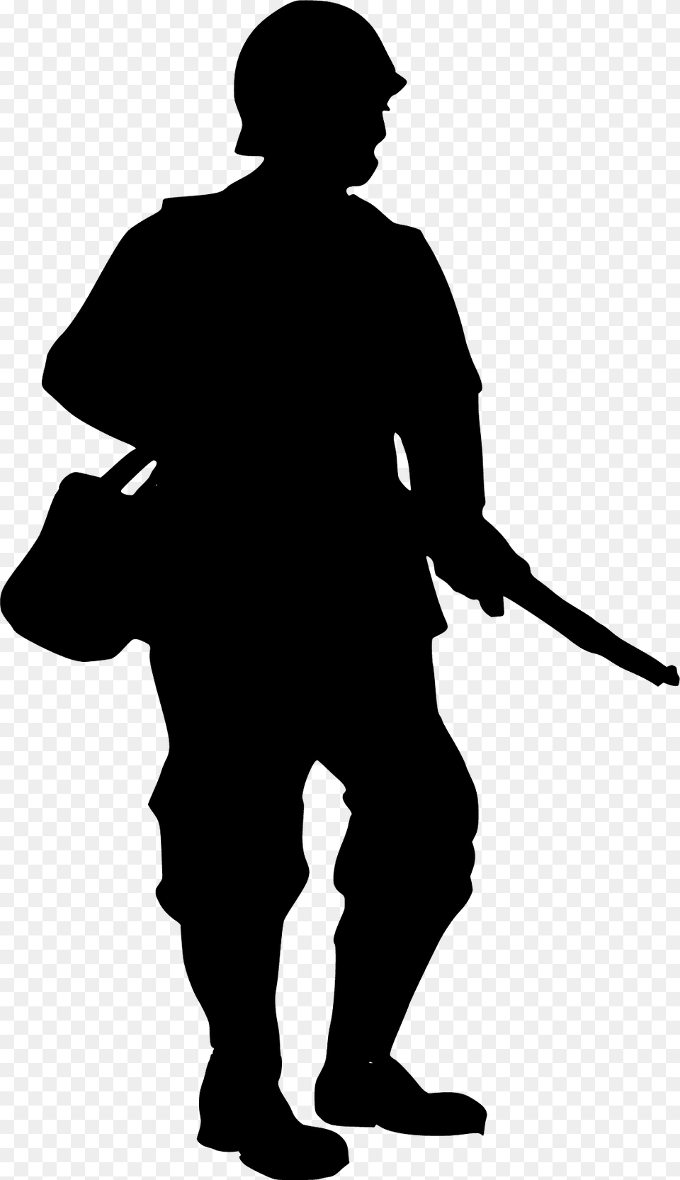 Soldier Carrying His Gun Silhouette, Adult, Male, Man, Person Free Png Download