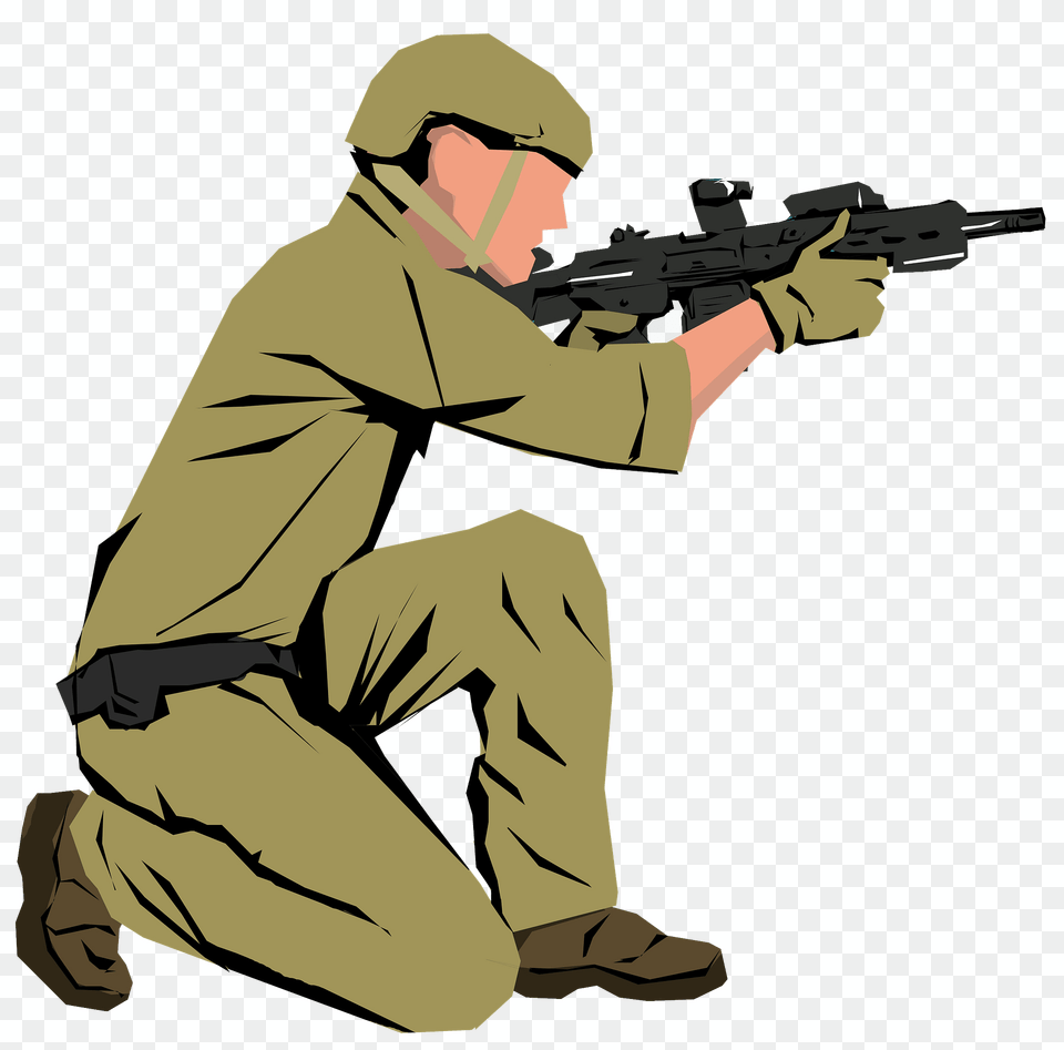 Soldier Clipart, Kneeling, Person, Weapon, Firearm Free Transparent Png