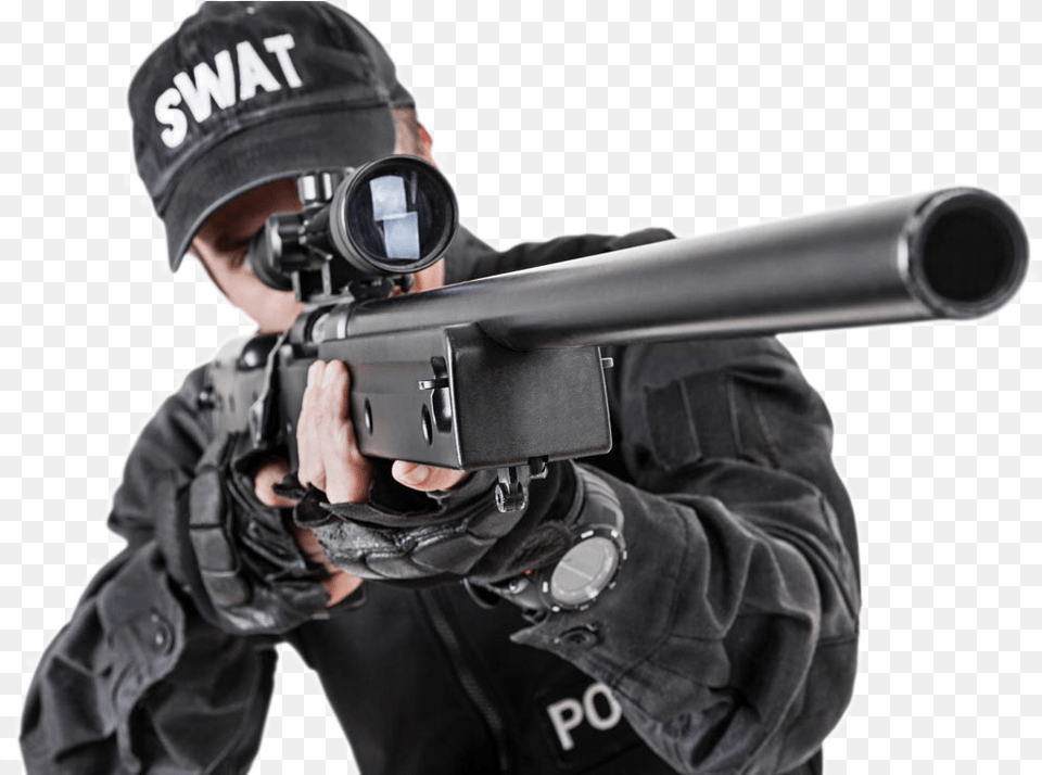 Soldier Image Police With Gun, Firearm, Rifle, Weapon, Adult Free Png Download