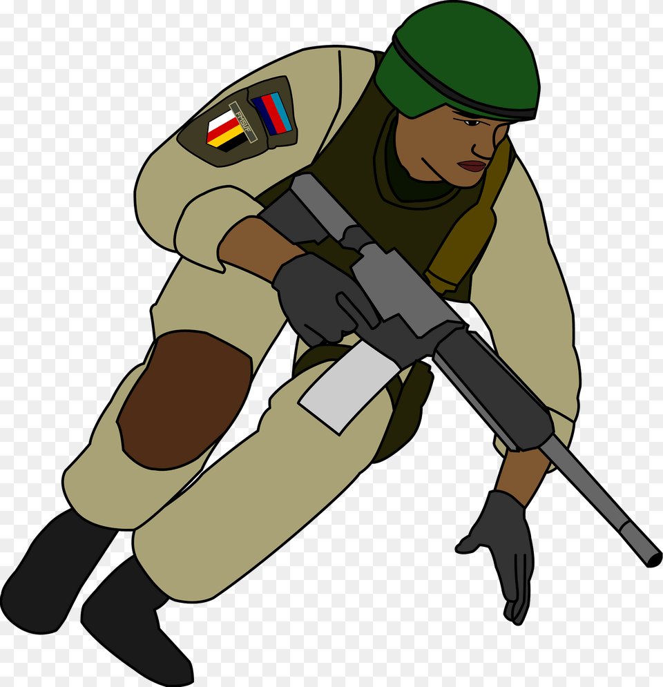Soldier During Battle Clipart, Firearm, Gun, Rifle, Weapon Png Image