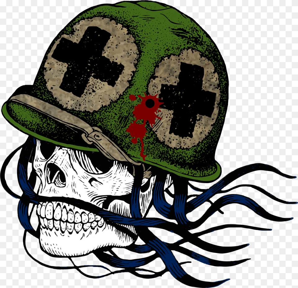 Soldier Helmet Clipart Skull With Medic Helmet, Person, Face, Head Free Png