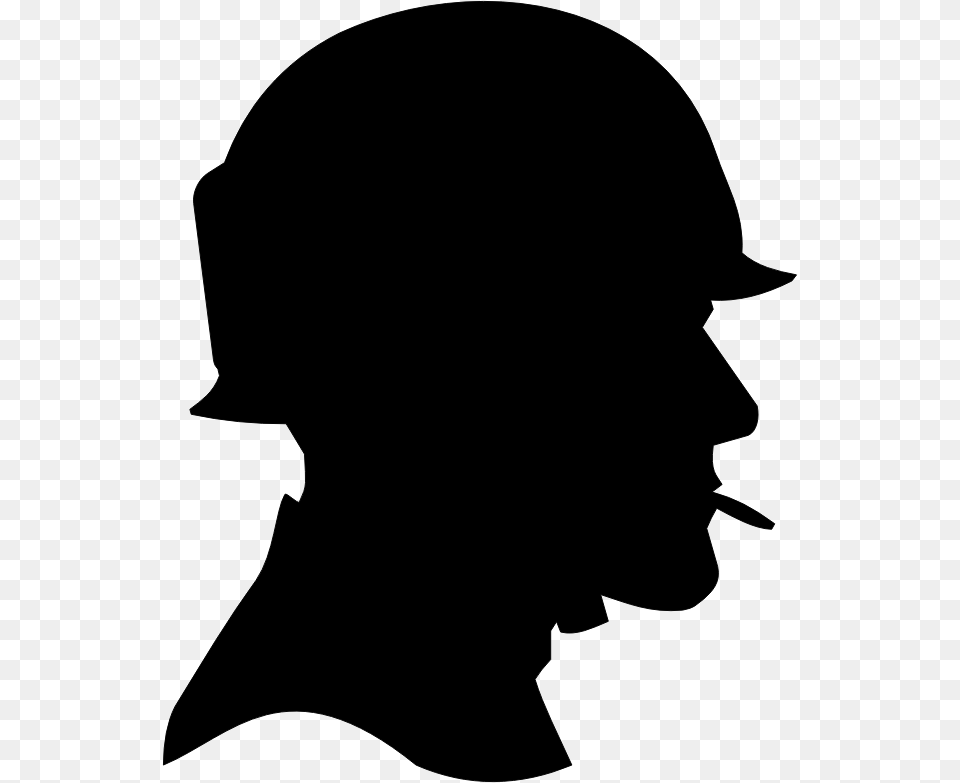 Soldier Helmet Head Silhouette Military Head Of Man Clipart, Gray Png