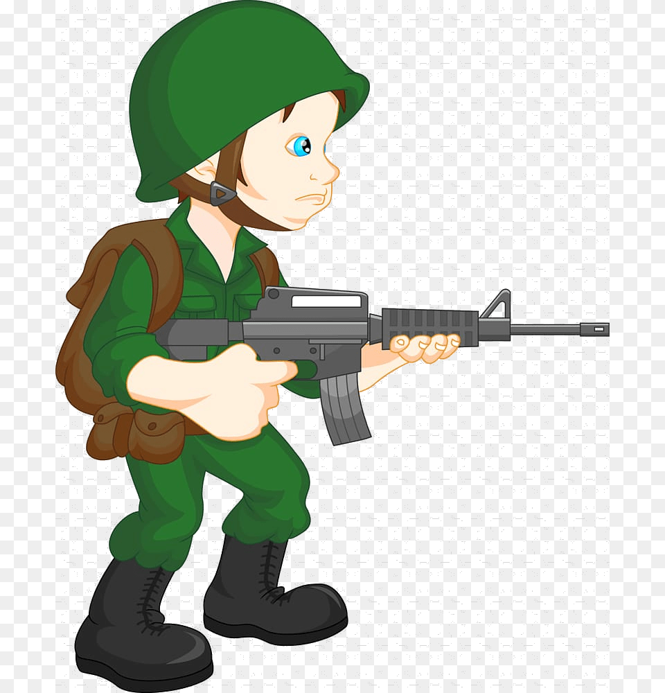 Soldier Holding Assault Rifle Illustration Cartoon Soldier Cartoon, Firearm, Gun, Weapon, Baby Free Transparent Png