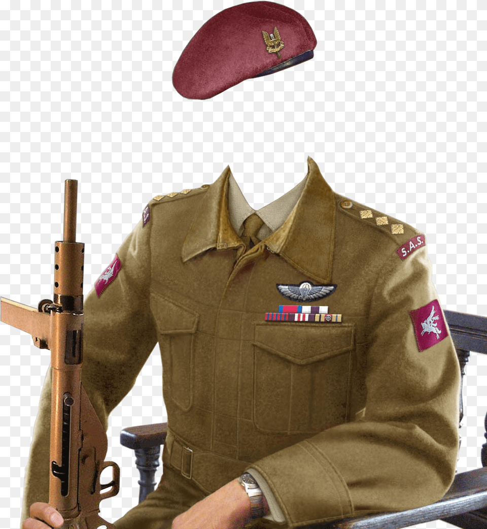 Soldier Image Ww2 British Uniform Officer, Weapon, Firearm, Gun, Rifle Free Transparent Png