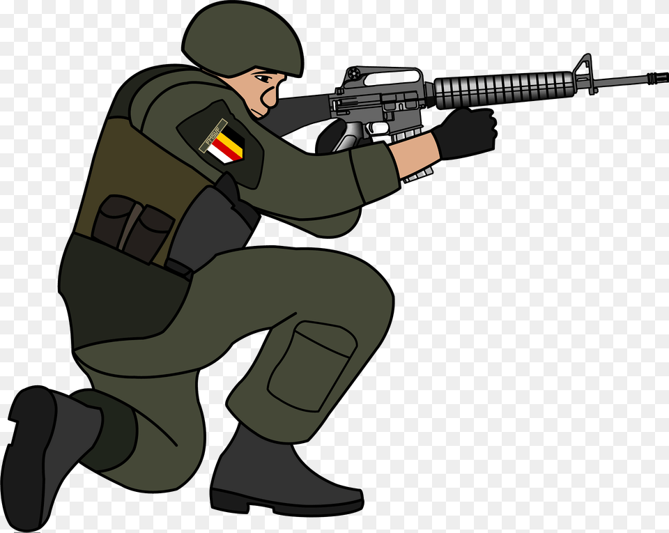 Soldier In Battle Clipart, Weapon, Rifle, Firearm, Gun Free Transparent Png
