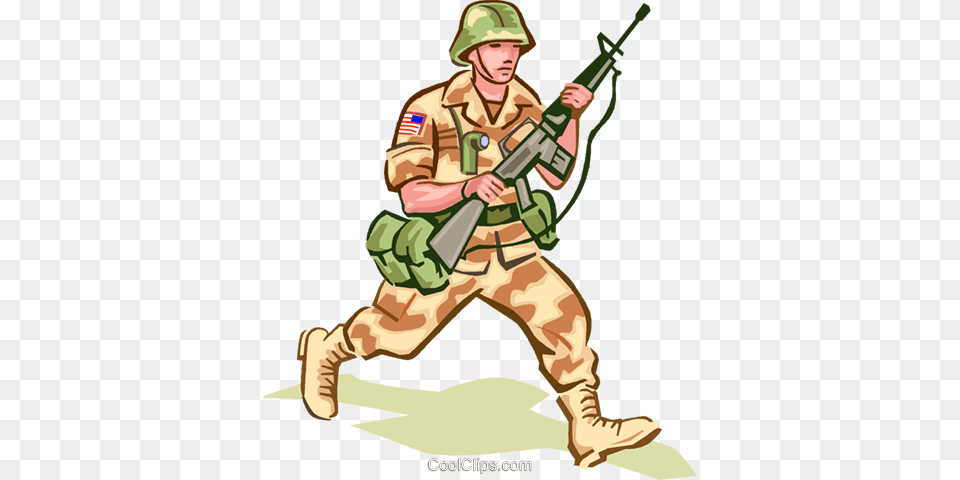 Soldier In Camouflage Royalty Free Vector Clip Art Illustration, Weapon, Rifle, Firearm, Gun Png