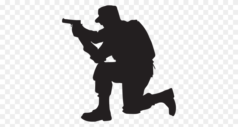 Soldier Kneel Aiming Silhouette, Kneeling, Person, Baby Free Transparent Png