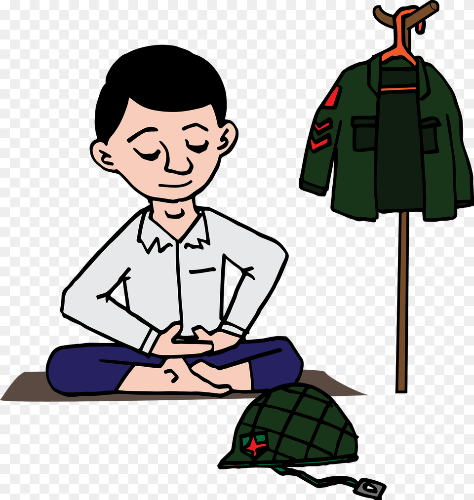 Soldier Meditating Clipart, Clothing, Coat, Baby, Person Free Transparent Png