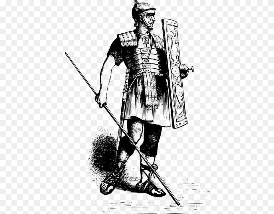 Soldier Roman Army Warrior Military Roman Warrior Drawing, Gray Png Image