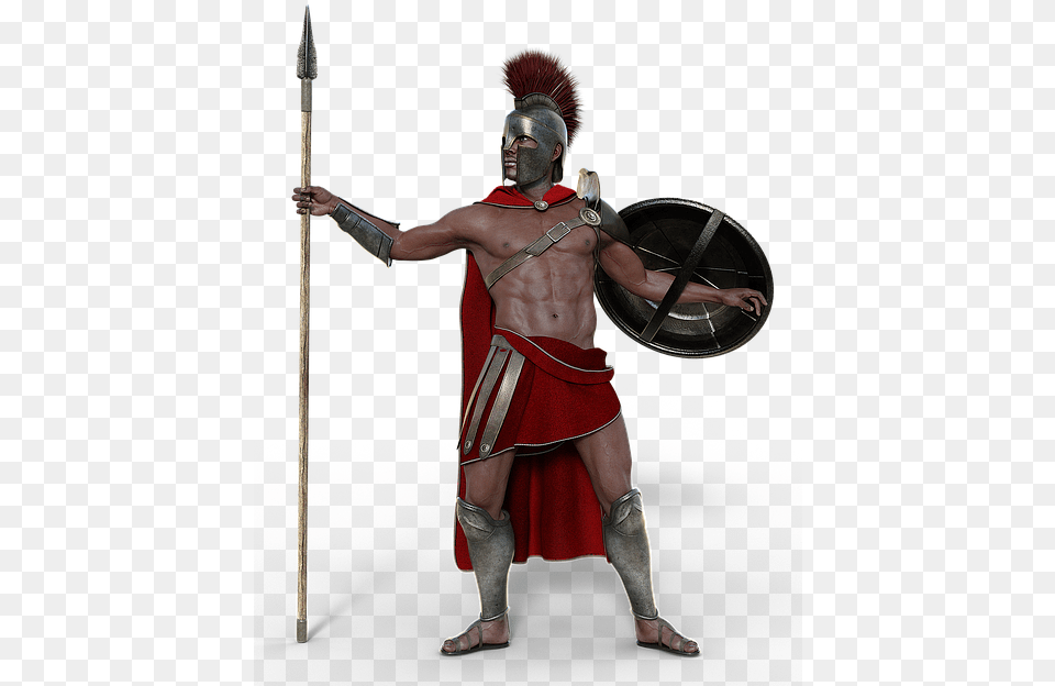Soldier Sparta Antique Man Fighter Warrior Spear Black Fighter Tribal Spear, Adult, Person, Male, Armor Free Transparent Png