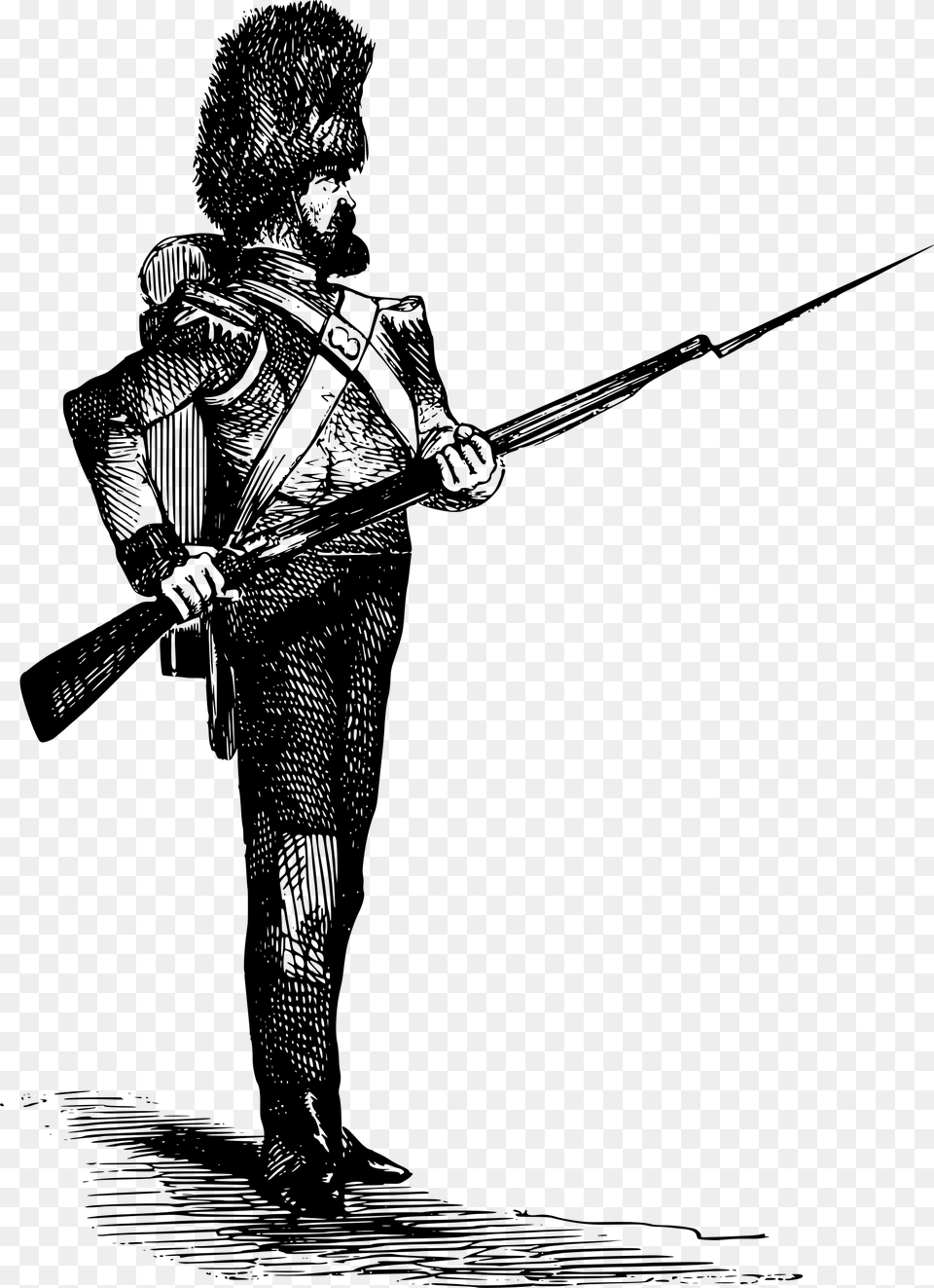 Soldier With A Bearskin And A Gun T Shirt Second World War, Gray Free Png Download