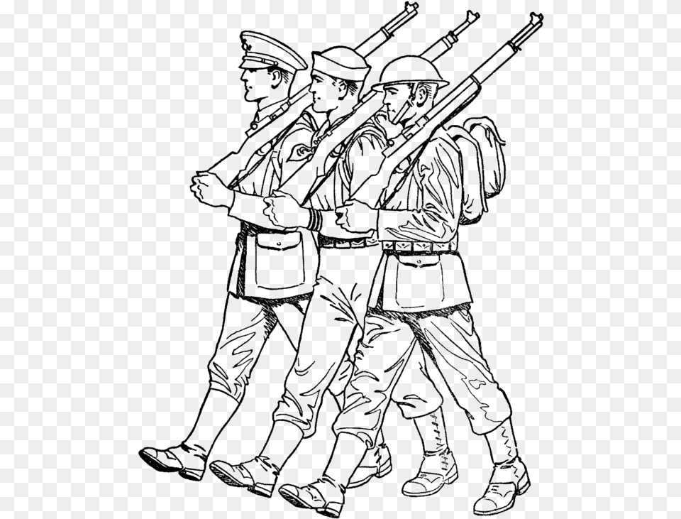 Soldiers Clipart Black And White, People, Person, Firearm, Weapon Free Transparent Png