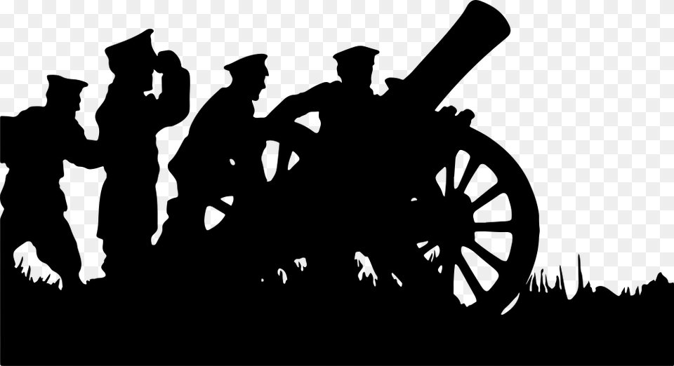 Soldiers With Canon Silhouette Soldiers And Cannon Silhouette, Gray Free Transparent Png
