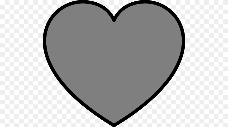 Solid Dark Gray Heart With Black Outline Clip Art, Stencil Png