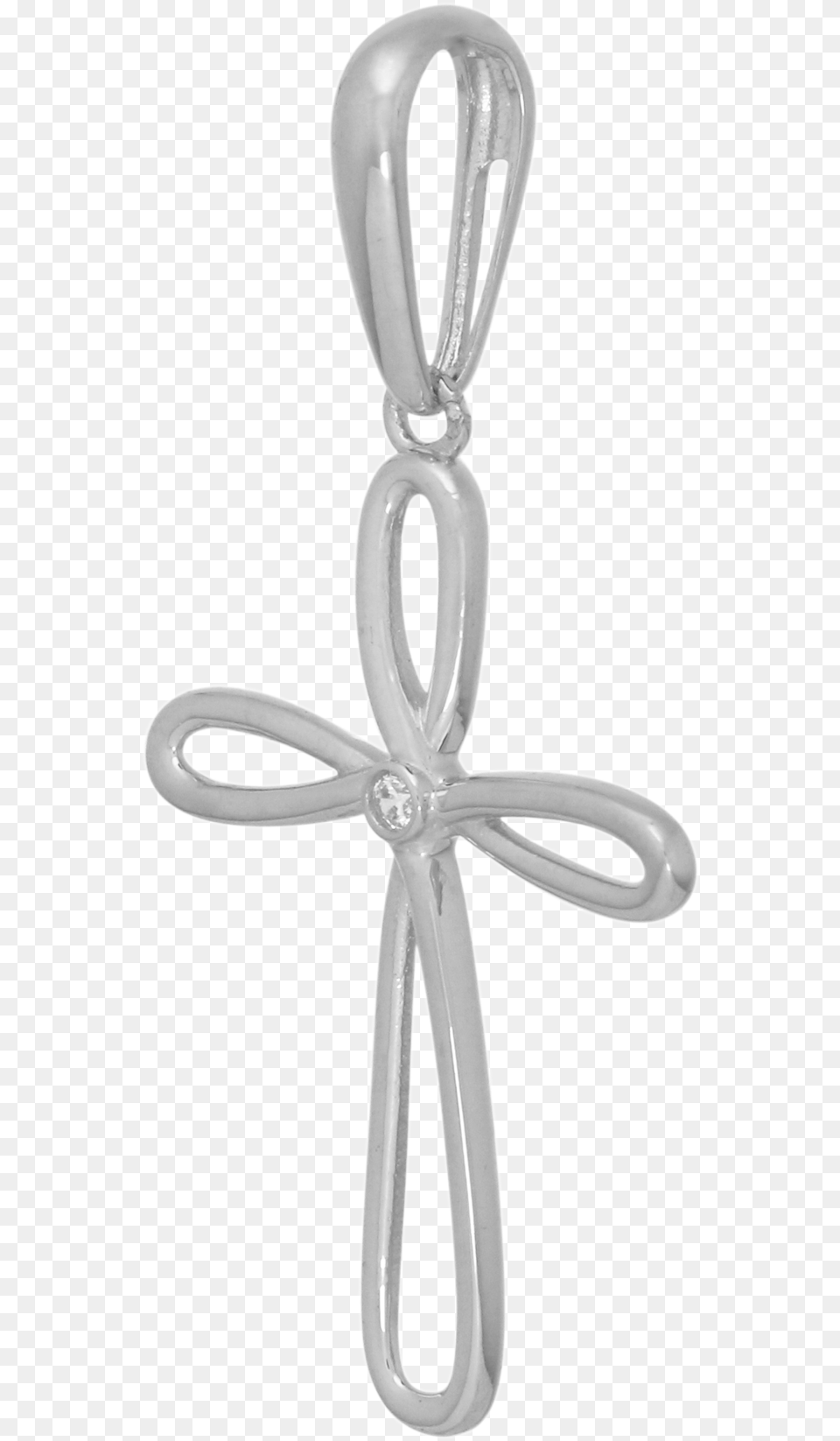 Solid Gold Cross Ribbon Pendant With Cz Pendant, Cutlery, Spoon, Accessories, Bicycle Png