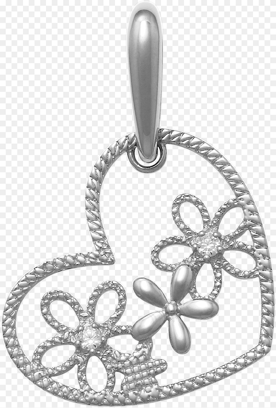 Solid Gold Flower Heart Pendant With Cz Gold, Accessories, Earring, Jewelry, Chandelier Png Image