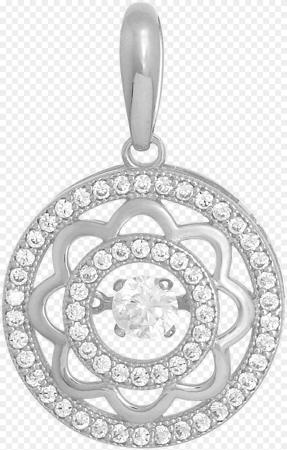 Solid Gold Flower Swirl Pendant With Cz Car, Accessories, Diamond, Gemstone, Jewelry Png Image