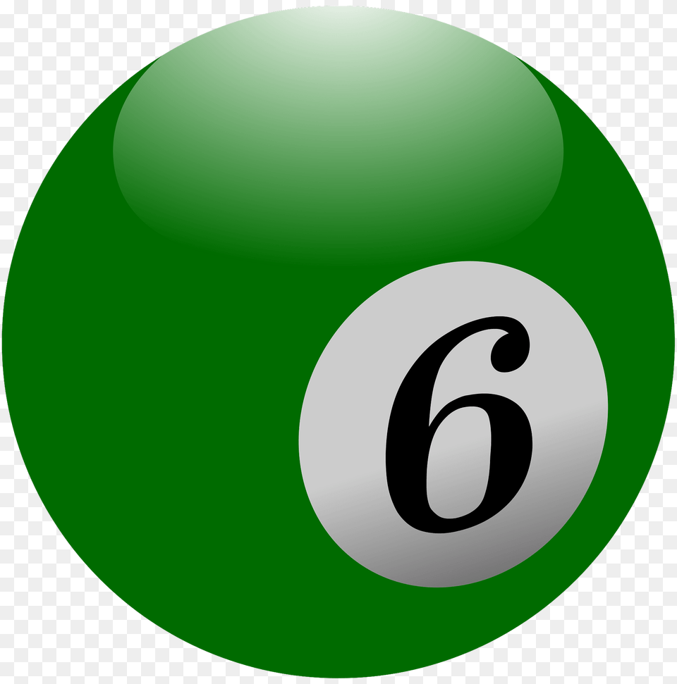 Solid Green 6 Pool Ball Clipart, Text, Symbol, Number, Disk Free Png
