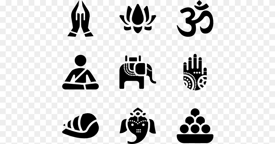 Solid Hindu Elements India Icons, Gray Png