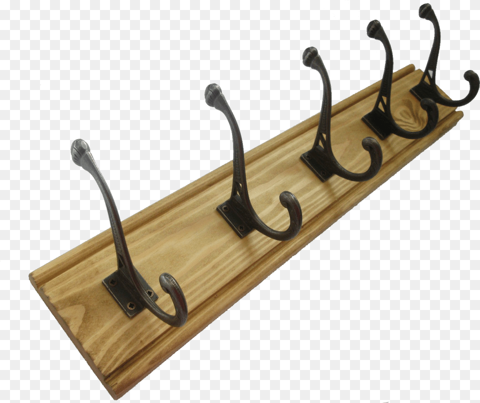 Solid Pine Oak Coat Rack With Antique Iron Cast Hooks Clothes Hanger, Electronics, Hardware, Smoke Pipe, Coat Rack Free Png