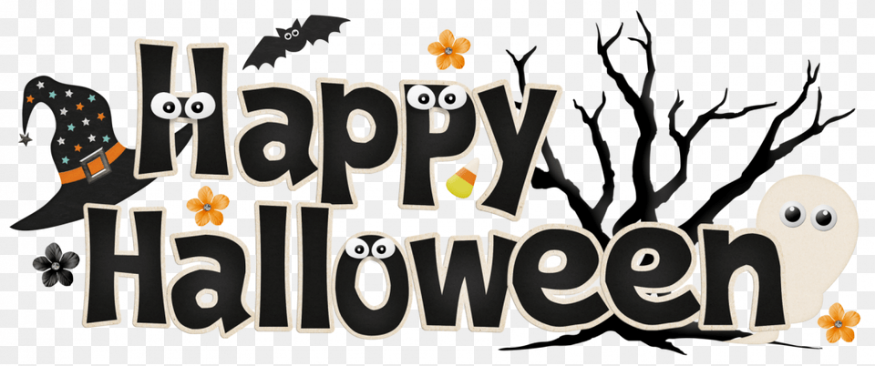 Solid Purple Halloween Clipart Banner Spooky Cliparts Happy Halloween Clipart, People, Person, Text, Animal Free Png