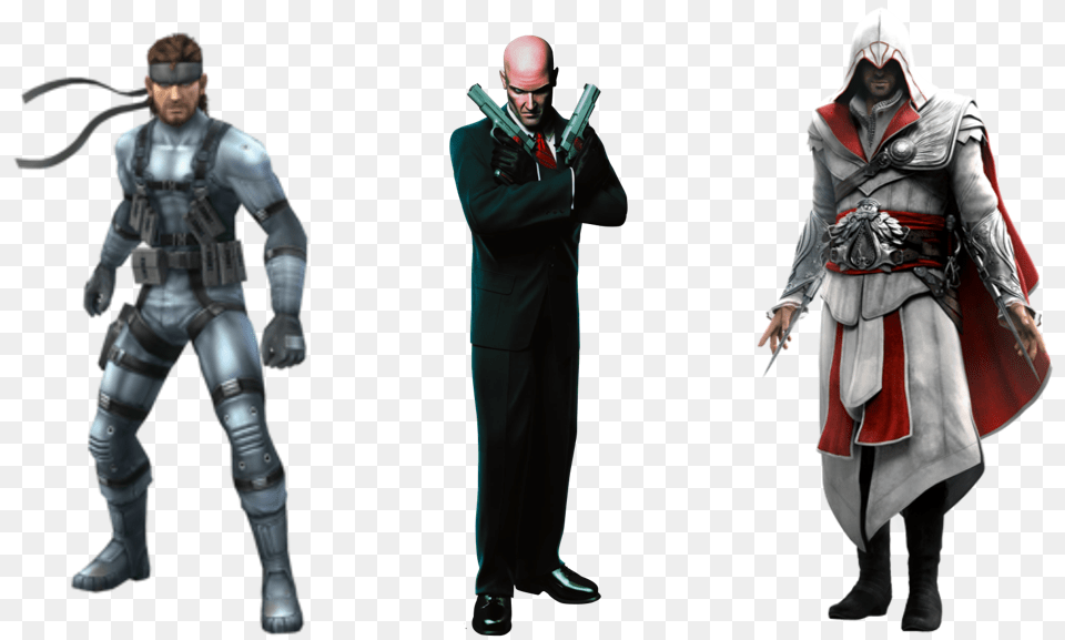 Solid Snake Vs Agent Vs Ezio, Adult, Person, Woman, Female Free Png