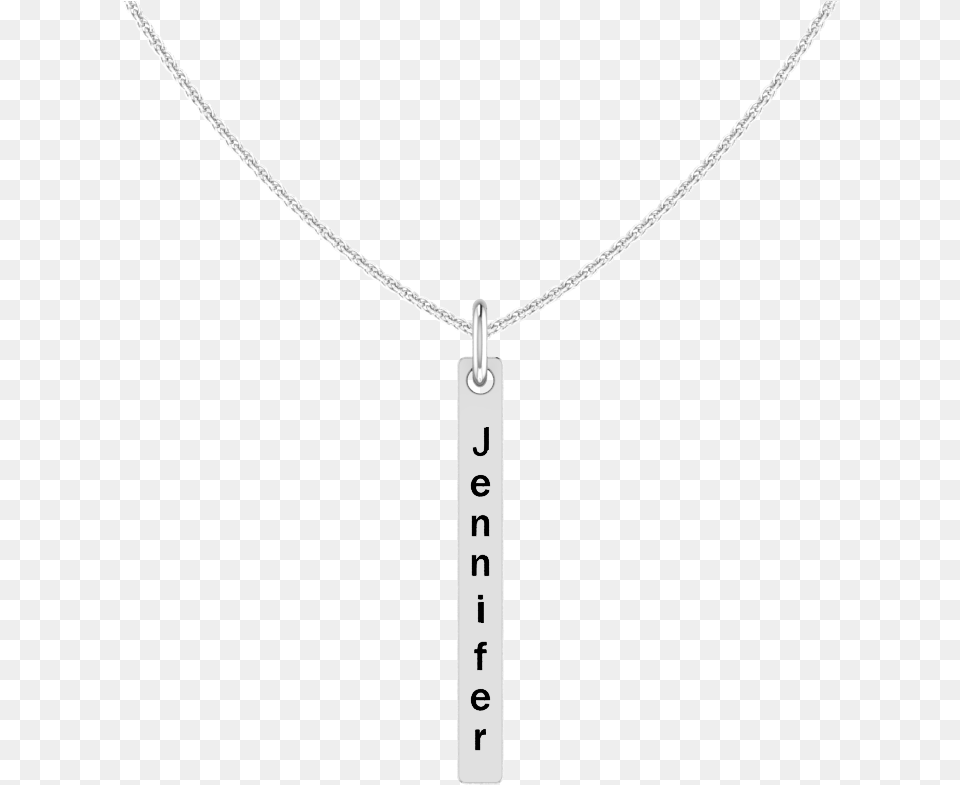 Solid Sterling Silver Engraved Flat Bar Necklace With Pendant, Accessories, Jewelry Png Image