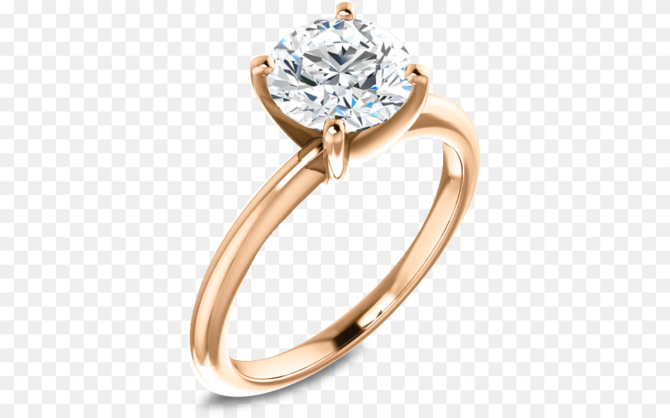Solitaire Round Engagement Ring In Rose Gold, Accessories, Diamond, Gemstone, Jewelry Png Image
