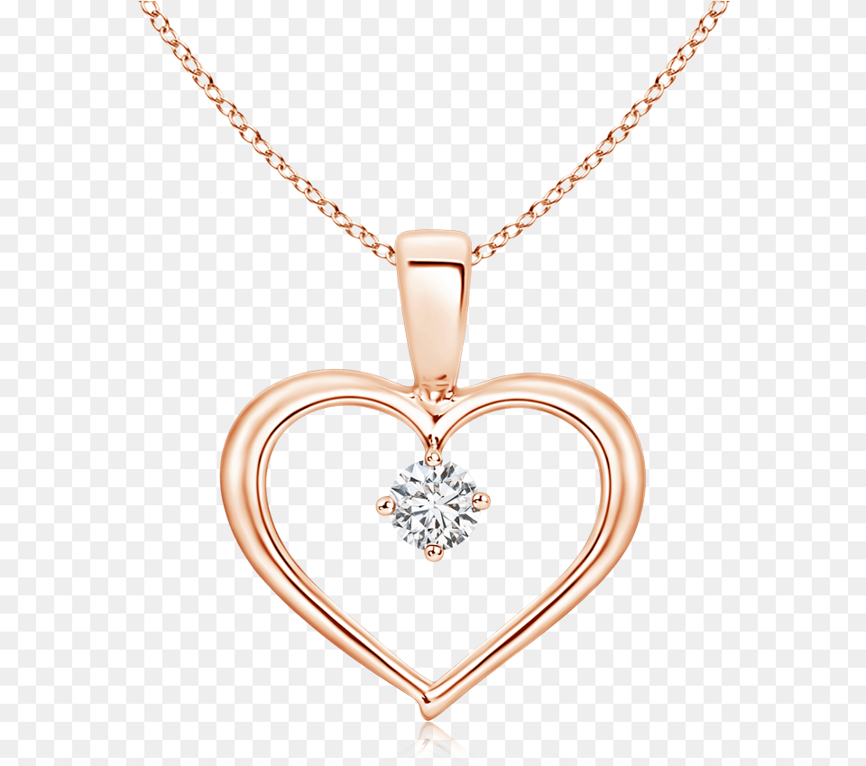 Solitaire Round Lab Grown Diamond Open Heart Pendant, Accessories, Gemstone, Jewelry, Necklace Free Transparent Png