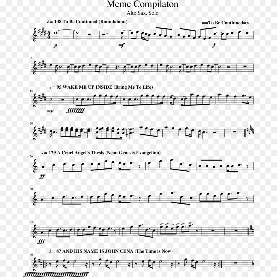 Solo Sheet Music For Alto Saxophone In Trombone Meme Sheet Music, Gray Free Png Download