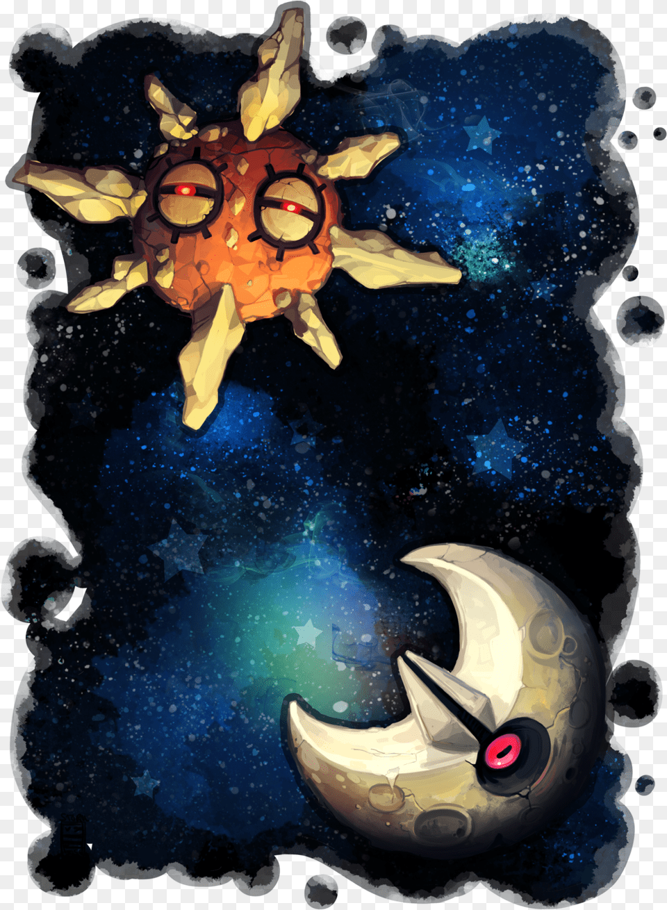 Solrock Lunatone By Stormful Moon Pokemon Gen, Electronics, Hardware, Nature, Night Free Png
