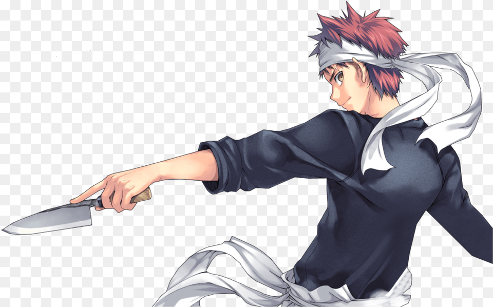 Soma Yukihira Main Character Of Shokugeki No Soma Shokugeki No Soma Soma, Book, Comics, Publication, Weapon Png Image