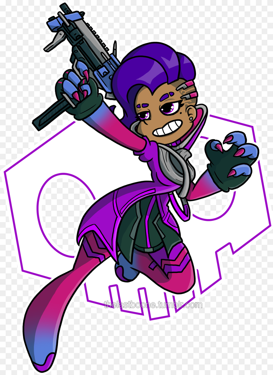Sombra Clipart Download Overwatch Sombra Skull Transparent, Book, Comics, Publication, Purple Free Png