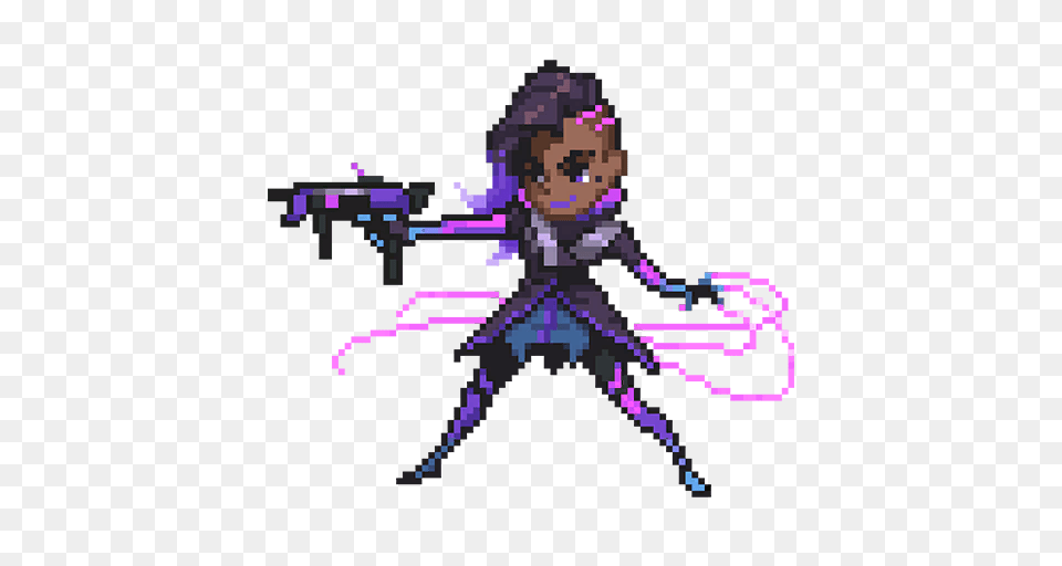 Sombra In Overwatch Pixel, Purple, Baby, Person, Toy Free Transparent Png