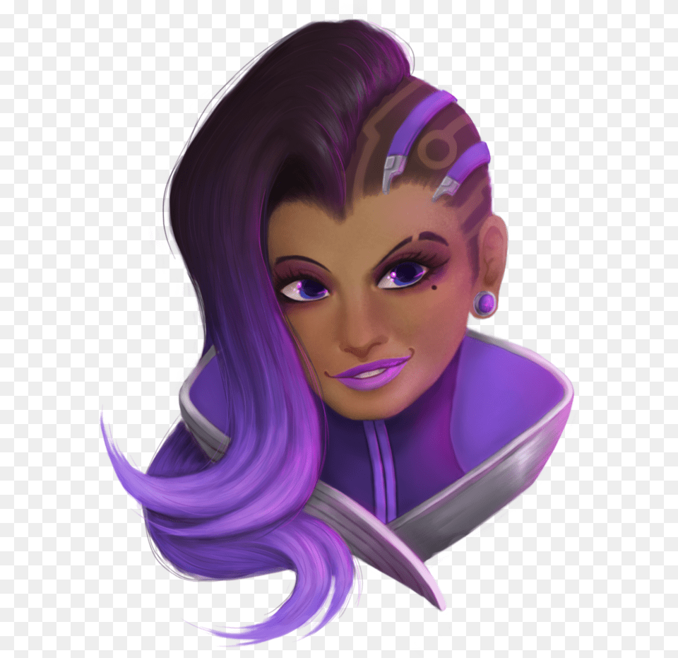 Sombra Face Overwatch Sombra Face, Purple, Toy, Doll, Head Free Transparent Png