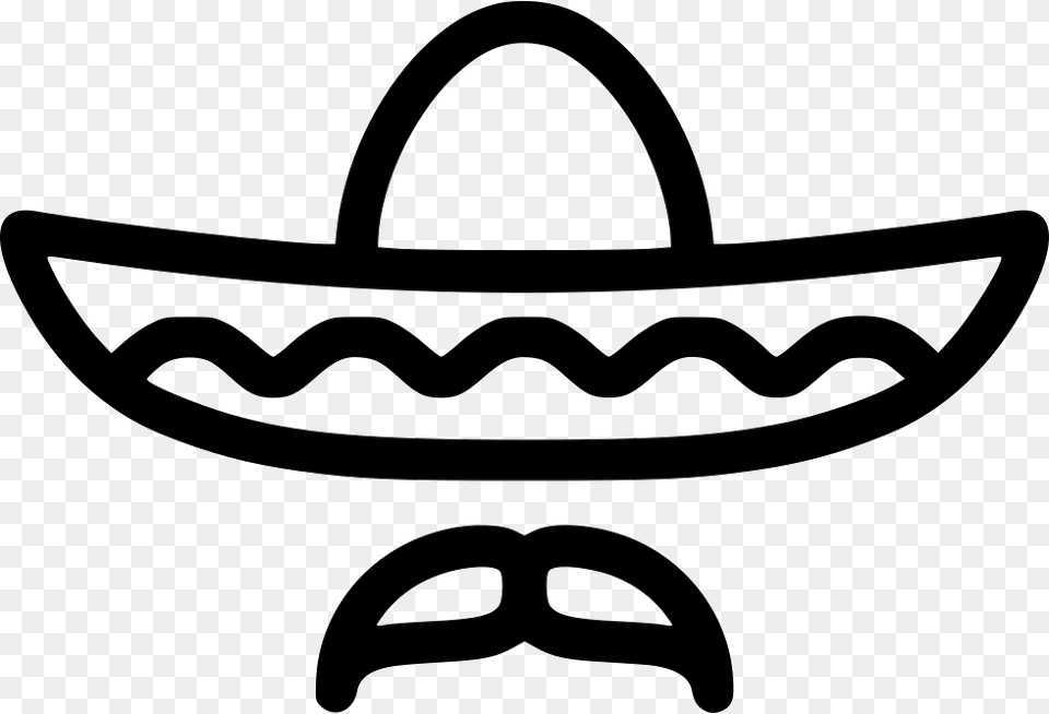 Sombrero Clipart Eps Mexican Sombrero Black And White, Clothing, Hat, Bow, Weapon Png