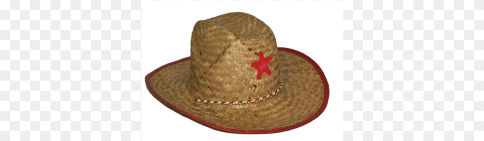 Sombrero De Paja Del Vaquero Con La Estrella Roja Cowboy Hat, Clothing, Cowboy Hat, Sun Hat Free Png