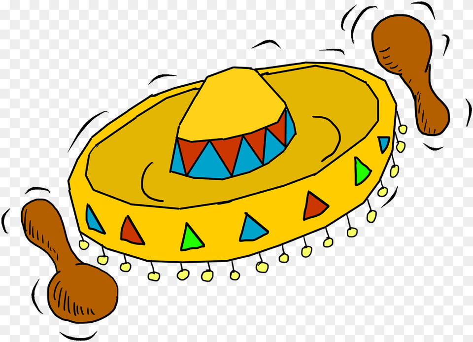 Sombrero Hat Mexican Hat Mexico Straw Hat Maraca Cartoon Mexican Background, Clothing, Baby, Person, Head Free Transparent Png