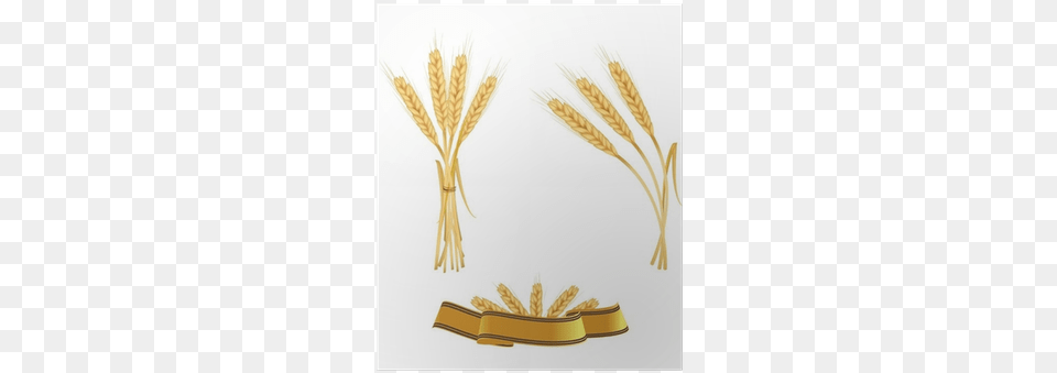 Some Ears Of Wheat And Ribbon Motif, Food, Grain, Produce Png