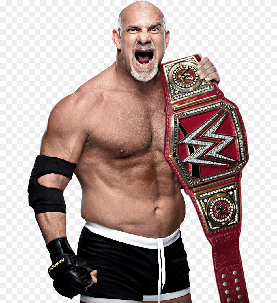 Some Huge News About The Universal Championship Goldberg With Universal Championship, Adult, Arm, Body Part, Person Free Png