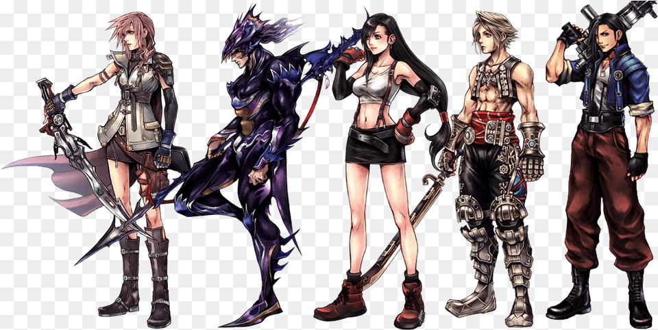 Some Of The New Characters Lightning Kain Tifa Vaan Final Fantasy 11 Charaktere, Person, Clothing, Costume, Adult Png