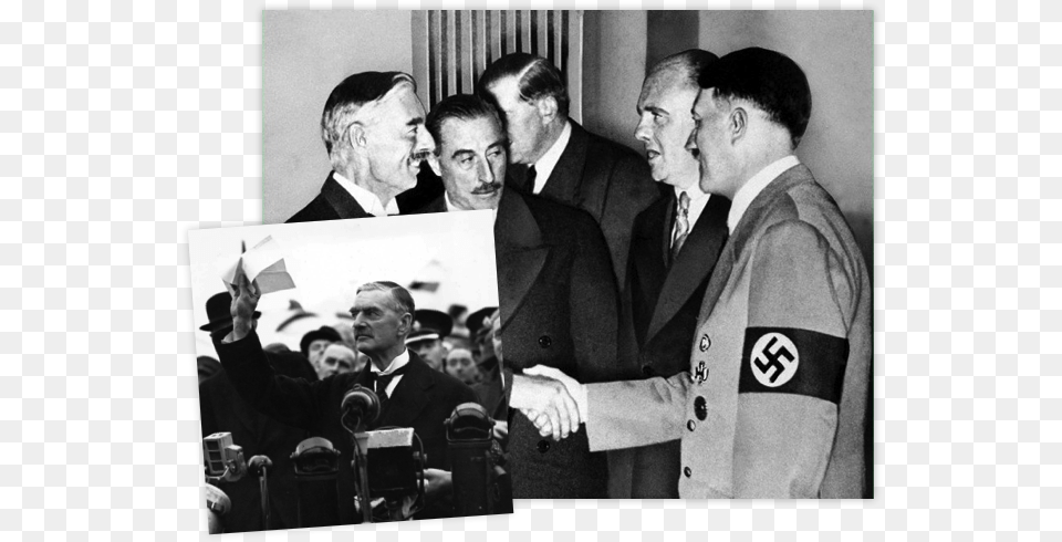 Some People Didnu0027t Take Hitler Seriously Either Timeline Neville Chamberlain With Hitler, Accessories, Person, Tie, Formal Wear Free Png Download