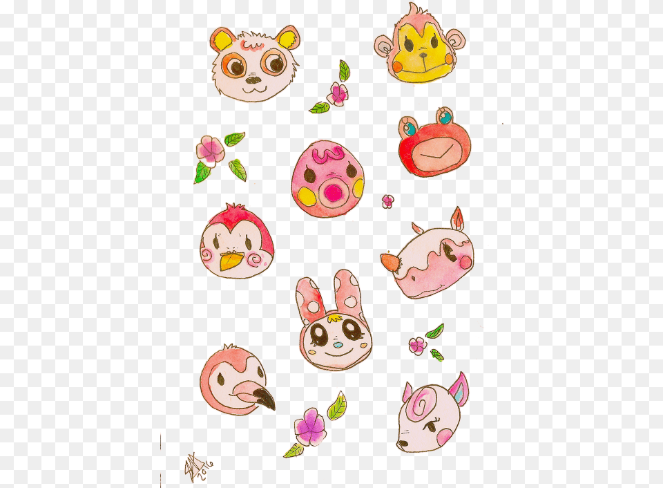 Some Transparent Pink And Blue Animal Animal Crossing Sticker, Bear, Mammal, Wildlife, Bird Png
