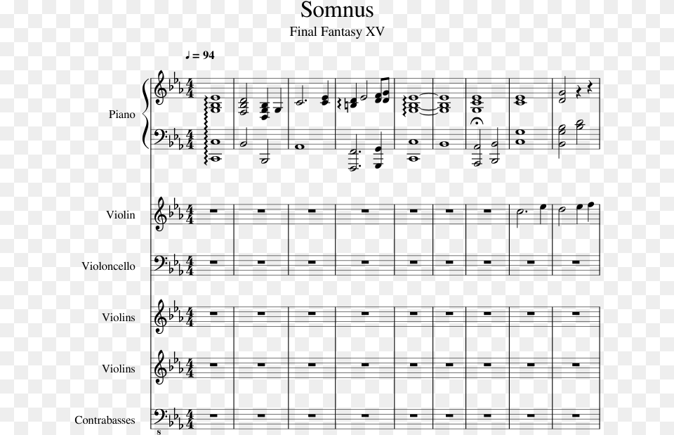 Somnus Sheet Music 1 Of 5 Pages, Gray Free Png