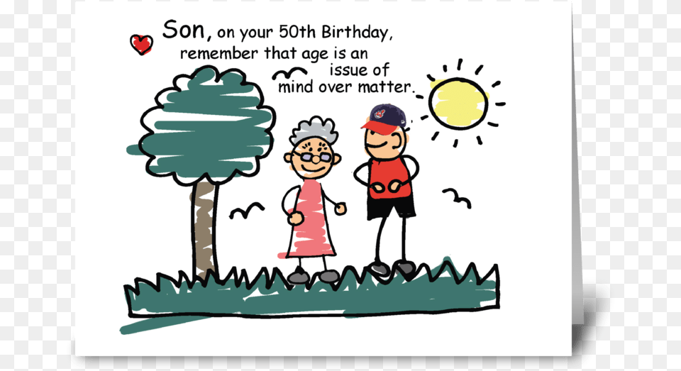 Son 50th Birthday Humorous Stick Figures Greeting Card Happy Birthday Son Humour, Book, Comics, Publication, People Free Transparent Png