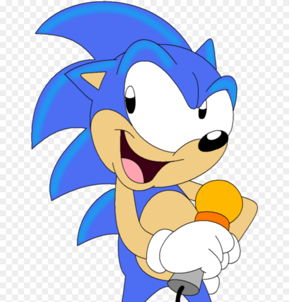 Sonic Holding Mic Sonic With A Microphone, Cartoon, Animal, Bear, Mammal Png