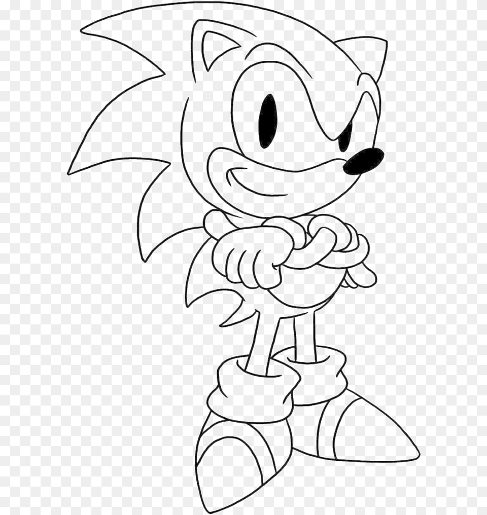 Sonic Is Being Issued A Thumbs Up The Hand Coloring Classic Sonic Coloring Pages, Stencil, Art, Smoke Pipe Free Png Download