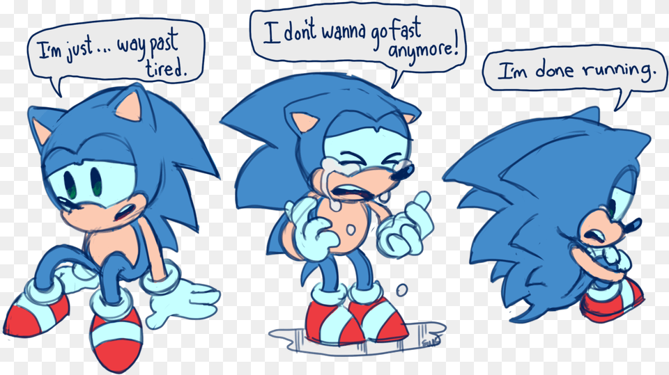 Sonic S Feeling Of Running Alot Classic Sonic The Hedgehog Running, Book, Comics, Publication, Baby Free Png