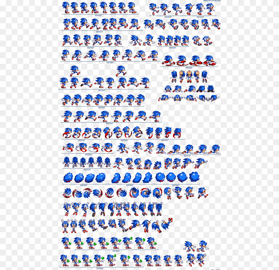 Sonic Sprite Sheet Transparent, People, Person, Art, Collage Png