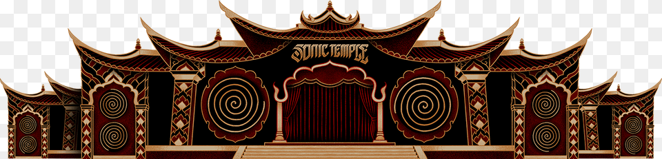 Sonic Temple Footer Art Stage, Architecture, Building, Indoors, Theater Free Png Download